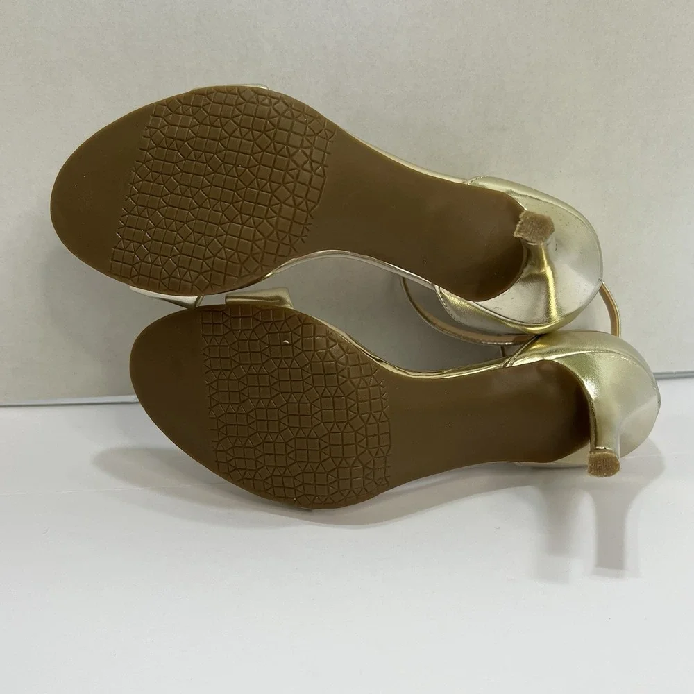 Nordstrom BP. 'Luminate'‎ Open Toe Ankle Strap Heel Size 5.5 Champagne Gold